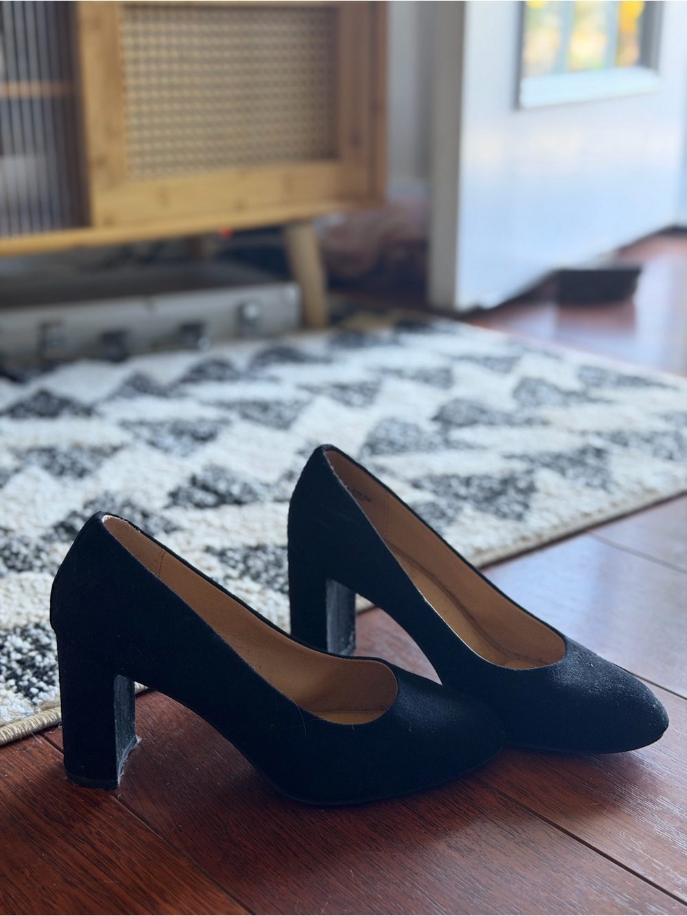 CL by Chinese Laundry Black Suede Block Heel Pumps